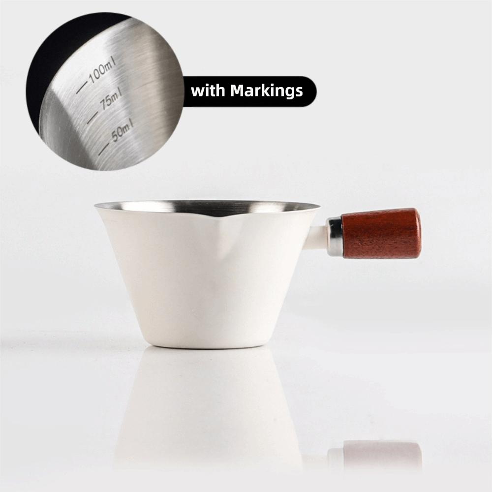 V-shaped Spout Coffee Espresso Cup Wooden Handle Coffee Extract Cup Coffee Measuring Cup  Home