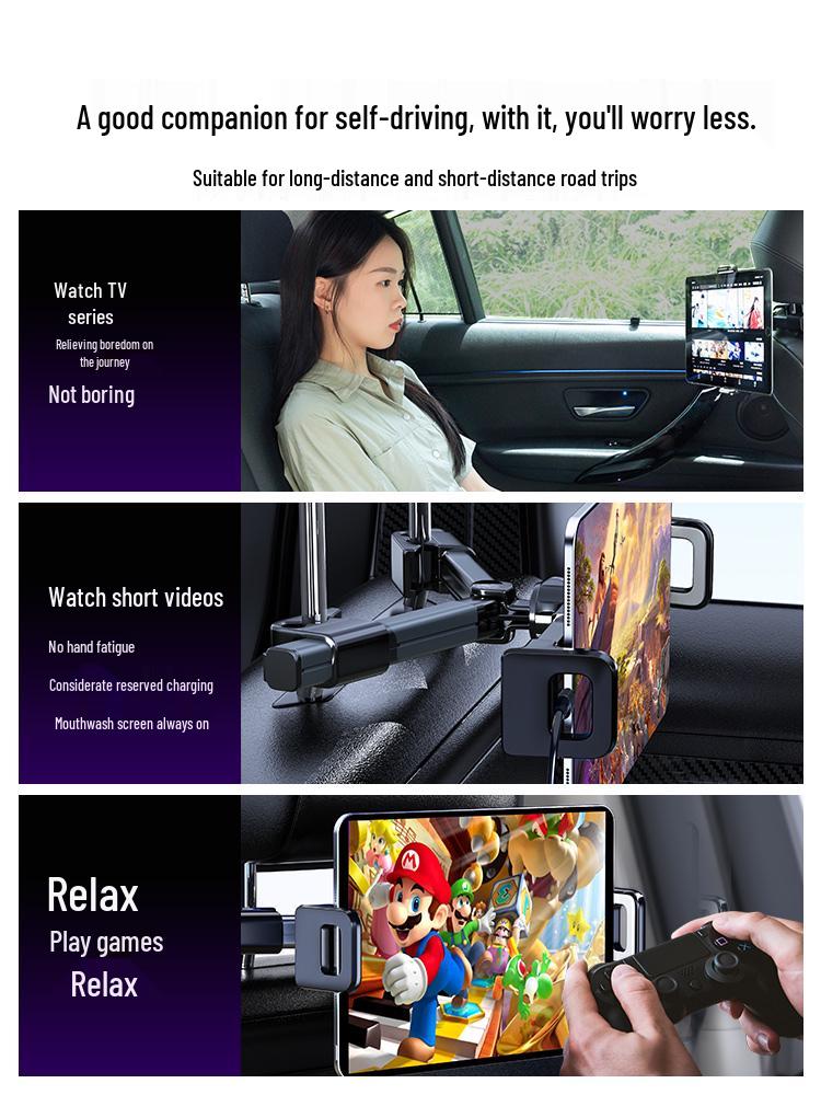 Adjustable Car Rear Seat Tablet & Phone Holder