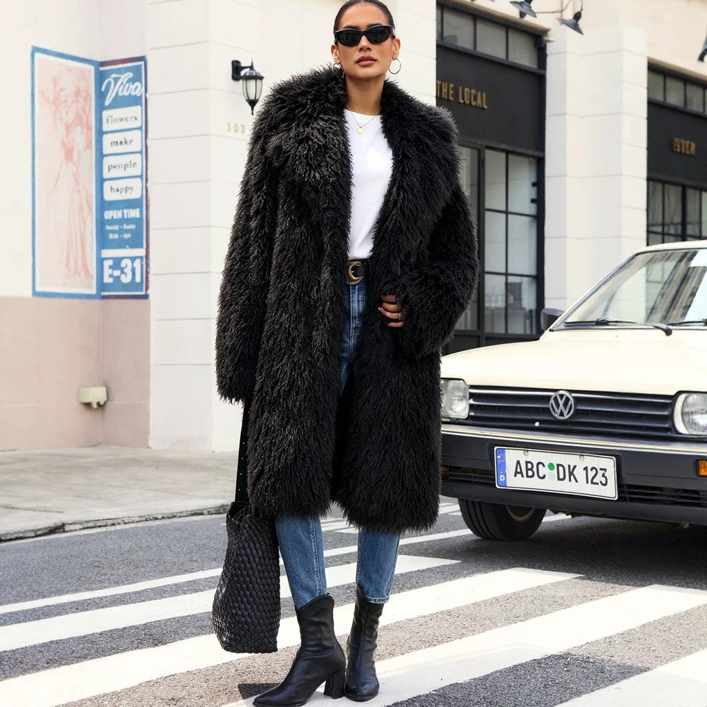 Imitation beach wool suit collar coat plush jacket European and American style imitation fur environmentally friendly fur coat