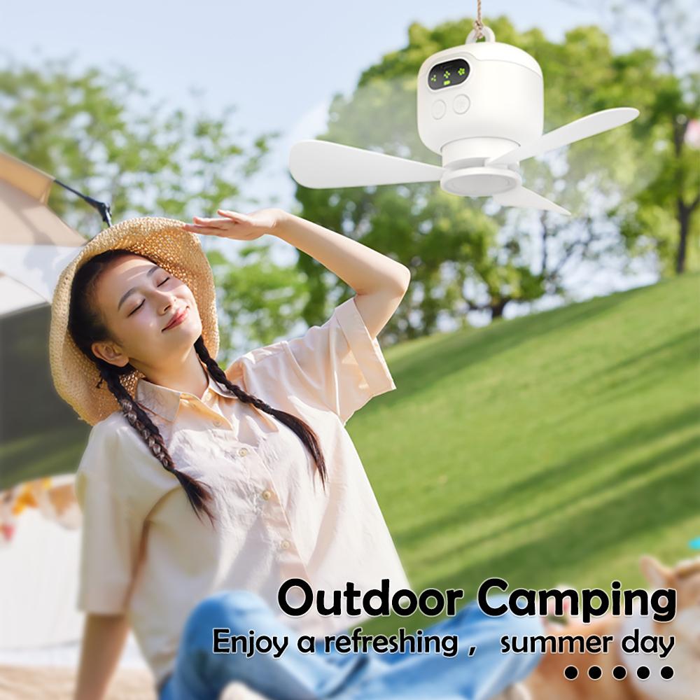 Home Ceiling Fan 3 Speed Adjustable 8000mAh Outdoor Portables Camping Fan Wireless Remote Control Ceiling Fan with Night Lights