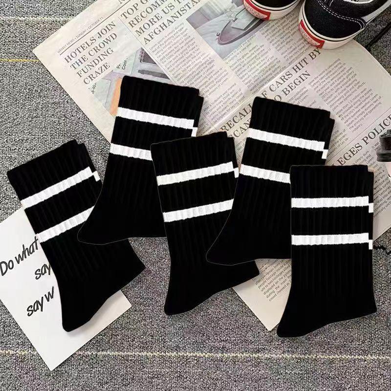 

Чоловічі універсальні шкарпетки до середини ікри - однотонні з подвійною смугою, стійкі до запаху, поглинаючі піт, повсякденний спортивний стиль для осені та зими One Size