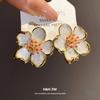Silver Needle Dripping Oil Flower Pendant Earrings Women's Retro Court Style Earrings Light Luxury High-end Earrings Design Sense Niche