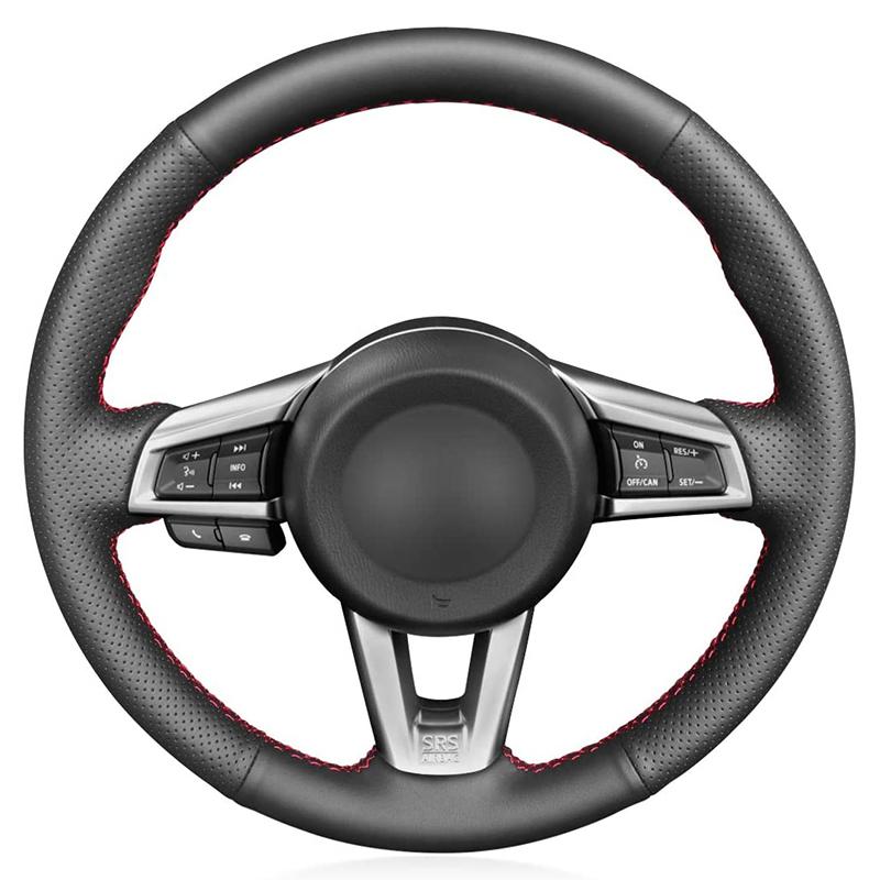 Car Steering Wheel Cover For Mazda MX-5 Ized Hand Sewn Diy Black  Leather Automobiles Interior Accessory Decoration