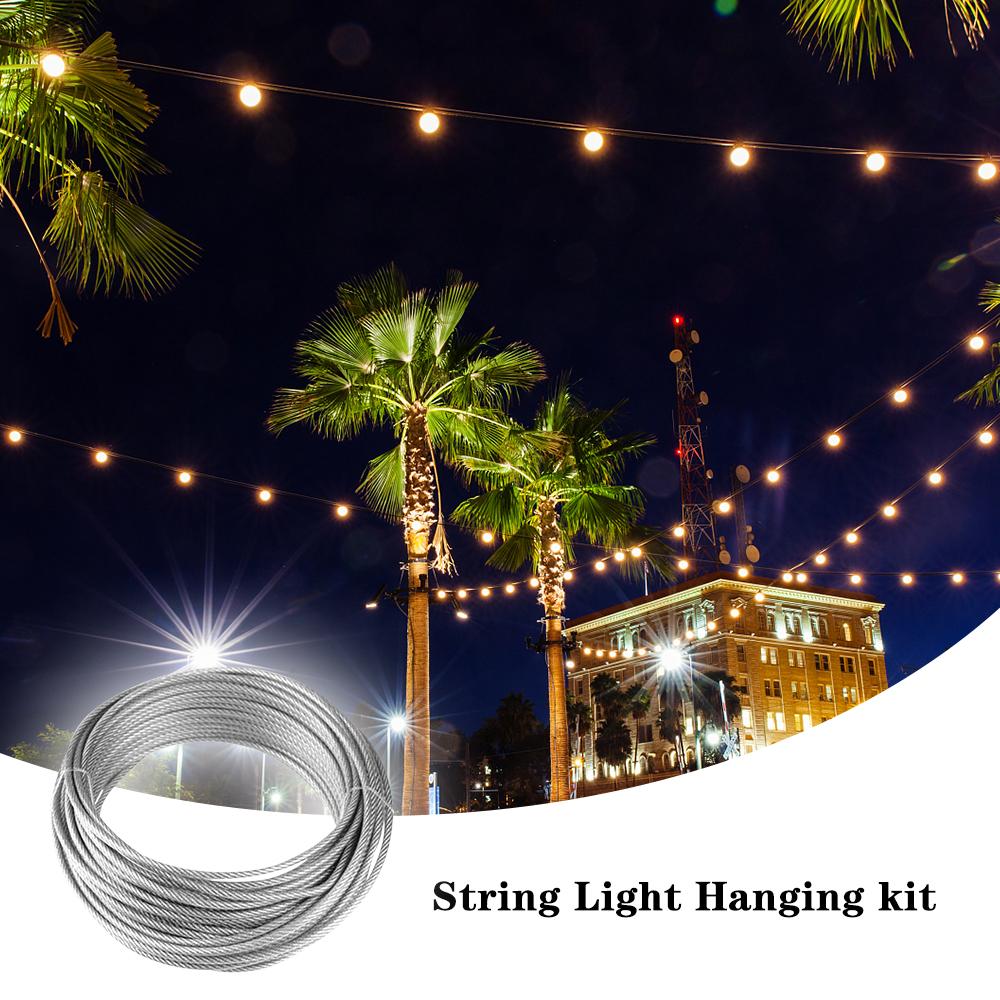 String Light Hanging Kit Stainless Steel Steel Wire Rope Heavy Duty String Lights Suspension Tool