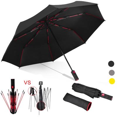 46 Inch Men's Women's Anti-UV Rain Windproof Travel Umbrella 3 Fold Auto Open Close Automatic Umbrella Black Coating UV Umbrella
