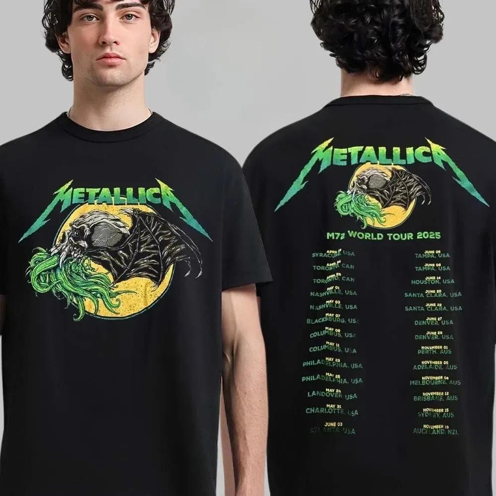 Heavy Metal Band Merallica Global Tour Mercah T-shirt Men Women Oversized Loose Casual Tees Streetwear Harajuku Fashion Cotton Top
