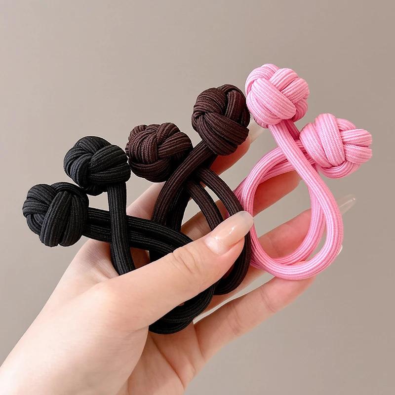 2/10 Piezas Gomas Elásticas para el Pelo Anudadas para Mujeres Alta Elasticidad Cuerda para la Cabeza de Chica de Moda Coletero Accesorios para el Cabello
