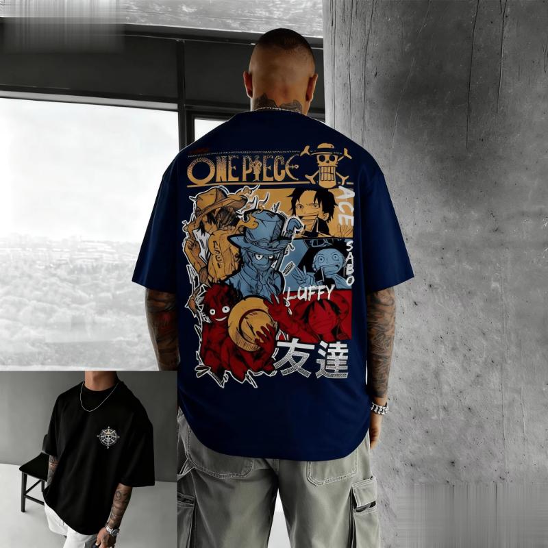 

New Summer Y2k Oversized One Piece Luffy Anime Men Women T Shirt Short Sleeve Tee Cartoon Graphic Print Casual Streetwear Tops S