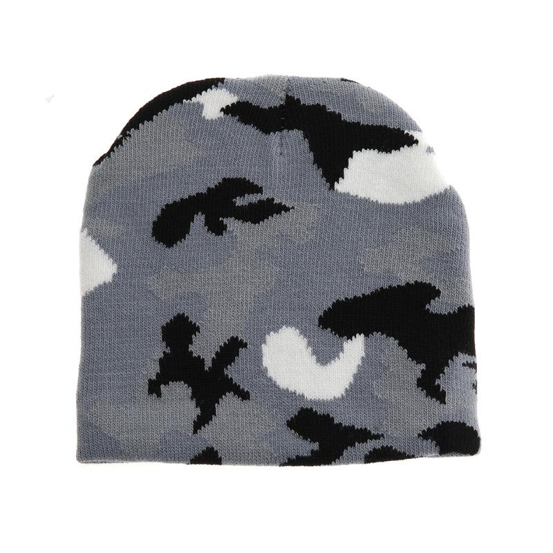 Children's Hats Autumn and Winter New Acrylic Knitted Hats Jacquard Camouflage Wool Hats Children and Boys Cold Hats 2025