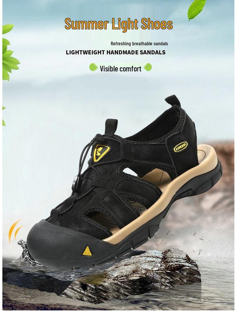 Unisex Thick-Soled Closed-Toe Summer Sandals - Plus Size Outdoor Casual Beach Shoes.