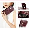Triple Layer Zipper Women Long Wallet Old Fashioned Genuine Leather Ladies 3 Fold Coin Purse RFID Anti-theft Money Clips Card Holder Bag for Wife Gift
