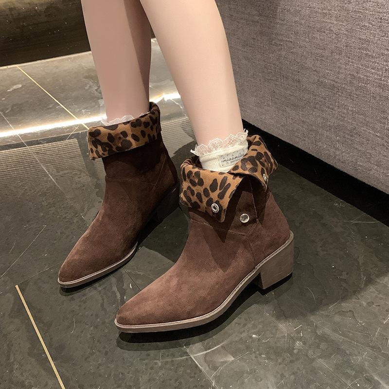 

Coarse-heeled medium boots, retro British-style thin boots, high-heeled pointed boots, 2025 autumn and winter new versatile single boots 43