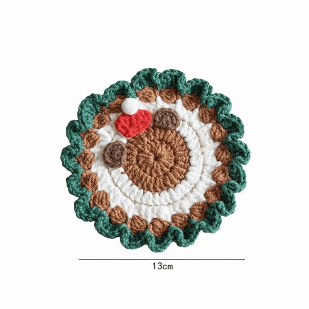 Handmade Non Slip Mat Knitted Table Mat Crochet Christmas Coaster Table Decoration