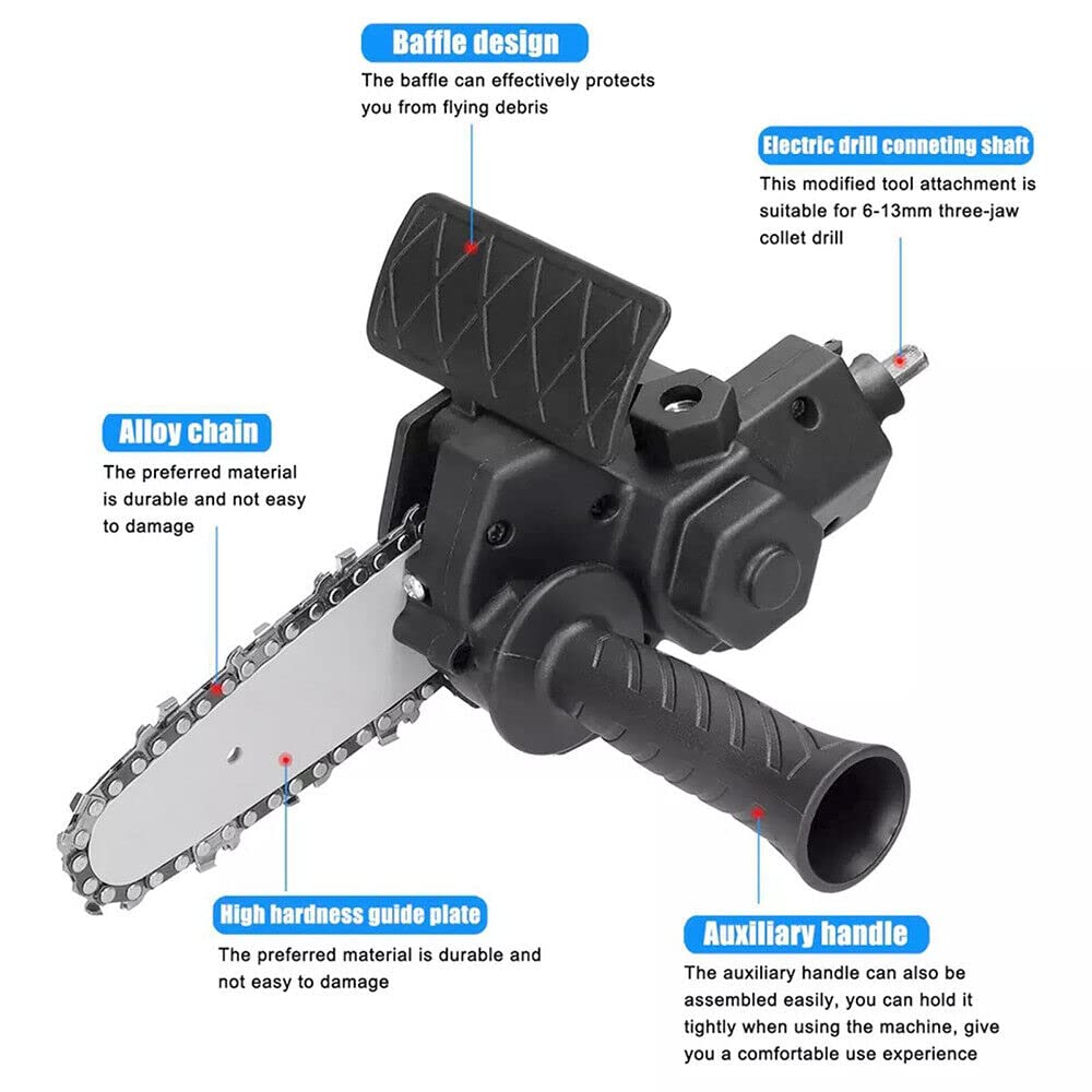 6 Inch Electric Drill Modified To Electric Chainsaw Tool Attachment Electric Chainsaws Accessory Practical Modification Tool  Power Woodworking Tool