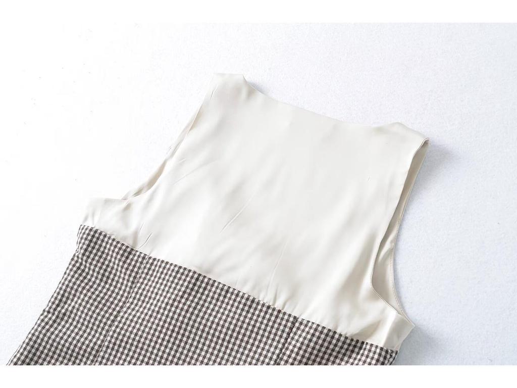 2024 Autumn Women's European & American Sleeveless Spliced Button Vest Top