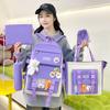 Five Piece Set Student Schoolbag Transparent Backpack  Women Outdoor Portable Storage Bags Large Capacity Travel Bag Gift