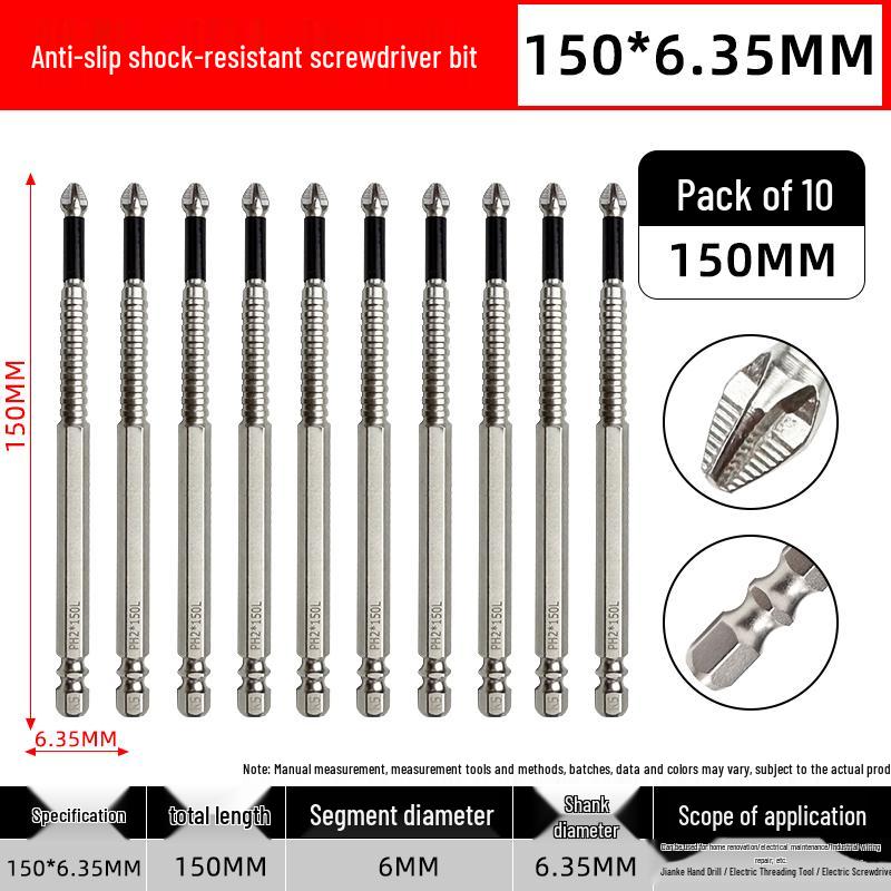 K5 Impact-Resistant Anti-Slip Magnetic Phillips Screwdriver Bit Set for Hand Drill Electric Screwdriver