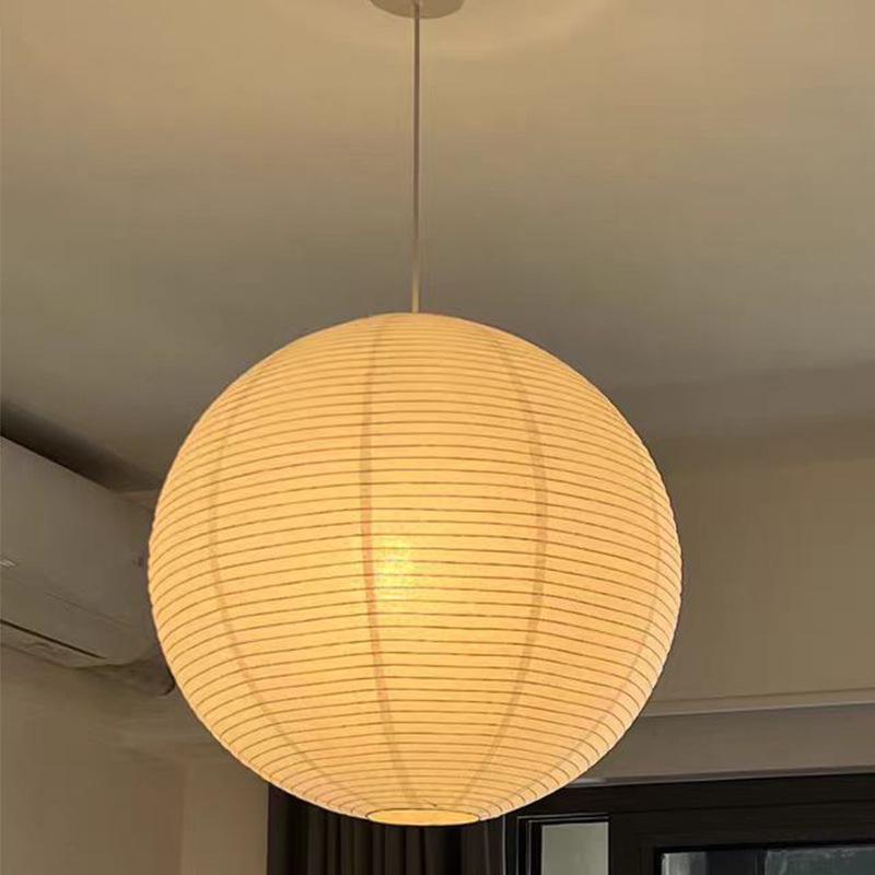 Nordic Wabi-Sabi Japanese Style Paper Lantern: Round Pendant Light by Isamu Noguchi
