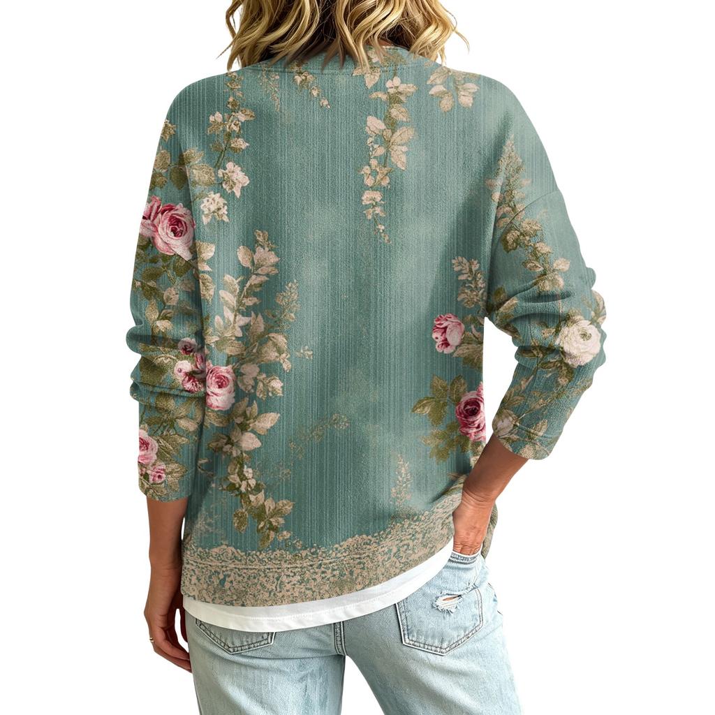 Women's Casual Button-Front Floral Print Jacket Retro for Everyday Wear