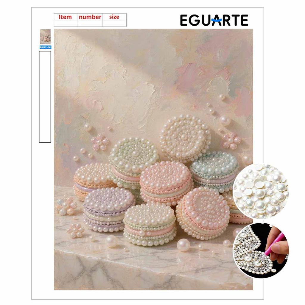 Pastel Pearl Macaron Diamond Painting Art Kit DIY Gemstone Beading Craft Kit Home Wall Decoration