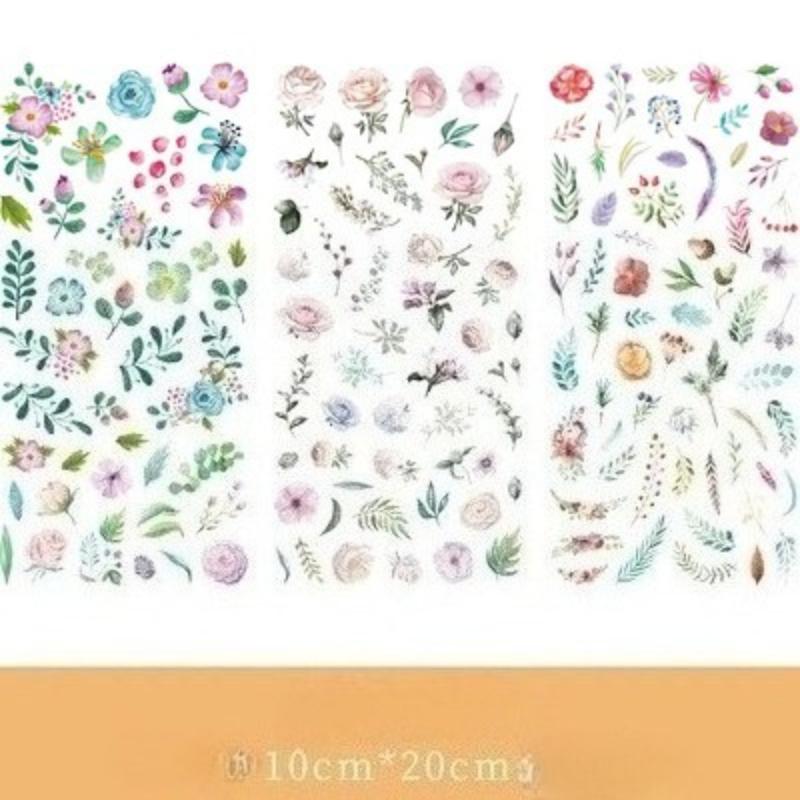 3Pcs Cartoon Flower and Leaf Stickers DIY Diary Stickers Scrapbook Cute Stationery Diary Supplies Material Decoration Stickers