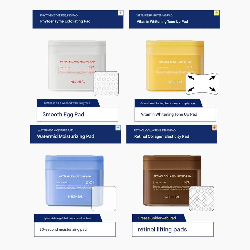 Mediheal 8 Types of Toner Pad 100 Sheets and Refill (20 Options)