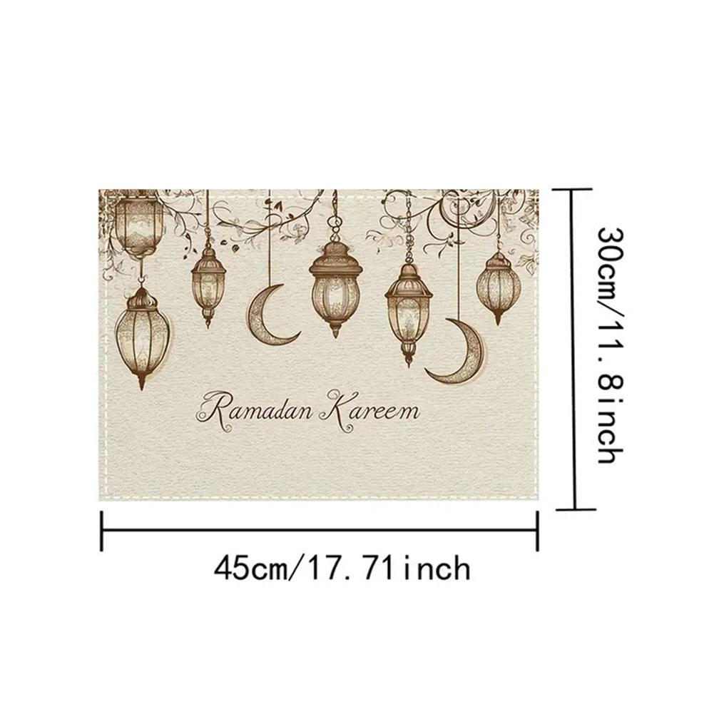 4pcs Ramadan Placemats Eid Mubarak Ramadan Kareem Moon Kitchen Dining For Party Table Decoratio X7F6