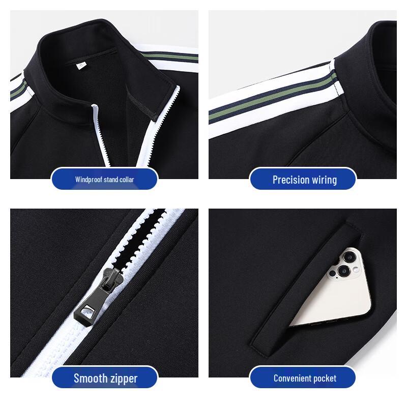 ROMON Men's Sport Stand-Collar Striped Jacket