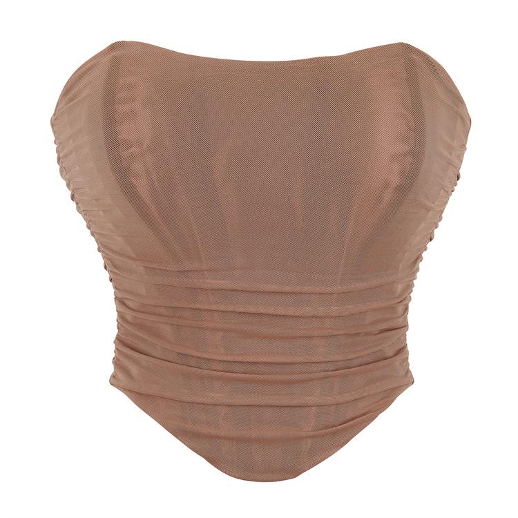 Black Mesh Breathable Elastic Tube Top - Sexy Chest Support