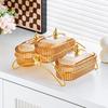 Elegant Iron Art Snack Dish with Compartments: Luxurious Fruit Plate for Home or Hotel