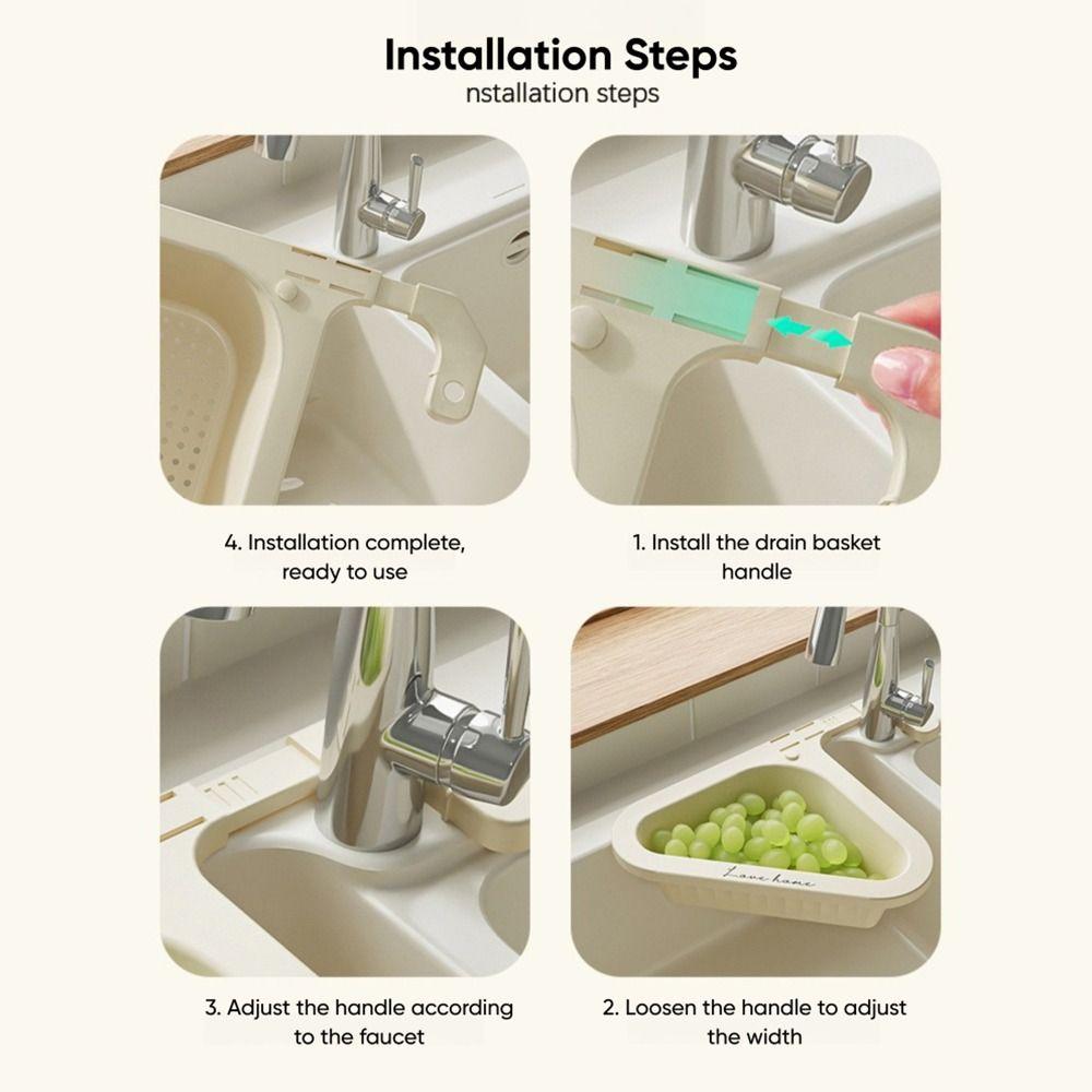 Kitchen Triangle Drain Basket Sink Retractable Rack Punch-free Vegetable Basin Sink Filter Storage Basket Kitchen Accessories