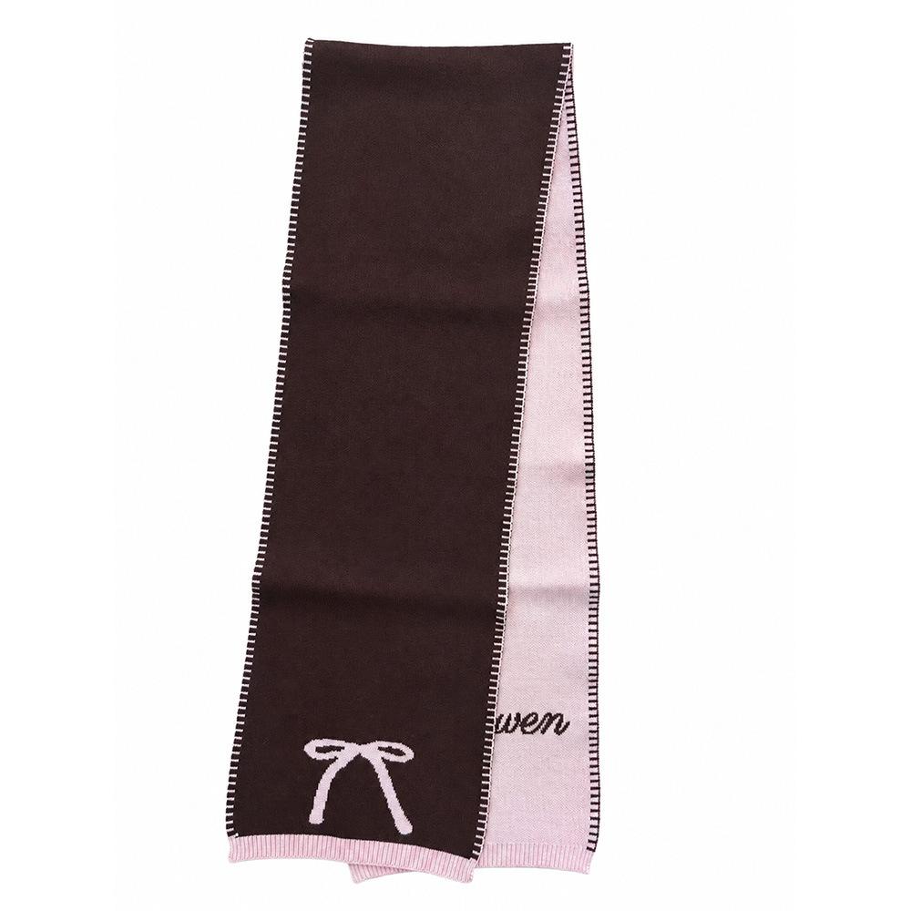 Autumn and winter new women's knitted scarf Korean contrasting color double-sided jacquard niche design sense warm long scarf student