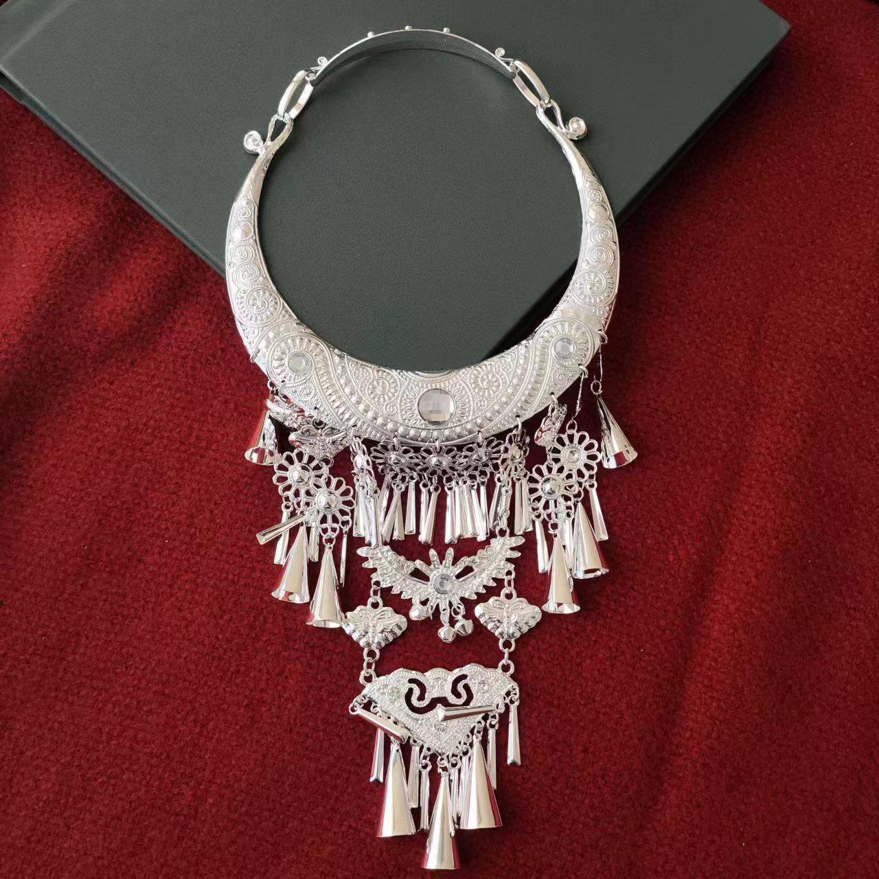Silver Collar Miao Ethnic Headdress for Adults & Children - Stage Performance Hat