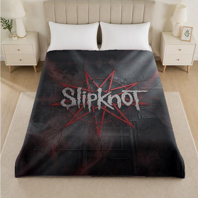 Slipknot Print Flannel Blanket Cozy Lightweight Plush Throw Blanket For Bed Sofa Household Use