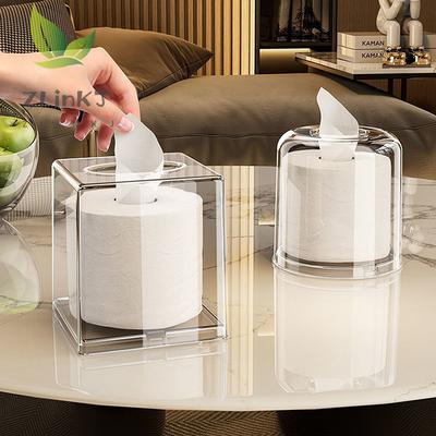 1pcs Simple Acrylic Square/Round Tissue Box Living Room Desktop Transparent Napkin Box Ins Style Home Creative Bathroom Storage