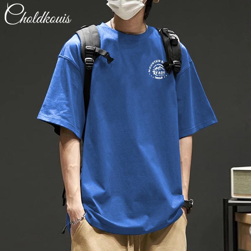 Baumwoll Kurzarm T-Shirt Schwarz Weiß Mode Druck All Match Atmungsaktiv Sommer Sport T-Shirt Herren Top