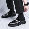 Glitter Men's Dress Shoes Black Rivet Luxury Designer Shoes Men Business Casual Slip-on Man Patent Leather Shoes Sapato Social
