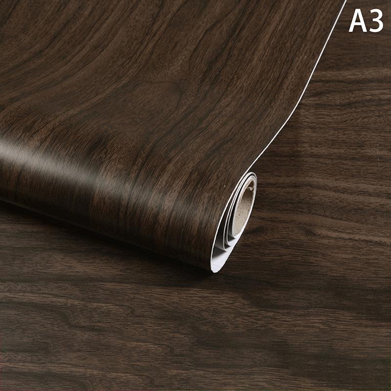 Waterproof Self Adhesive Wood Grain Sticker Door Cabinet Desktop Modern Furniture Renovation Peel And Stick Wallpaper