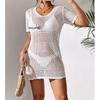 European & American Women's Sexy Hollow Short-Sleeve Bikini Cover-Up Sun Shirt