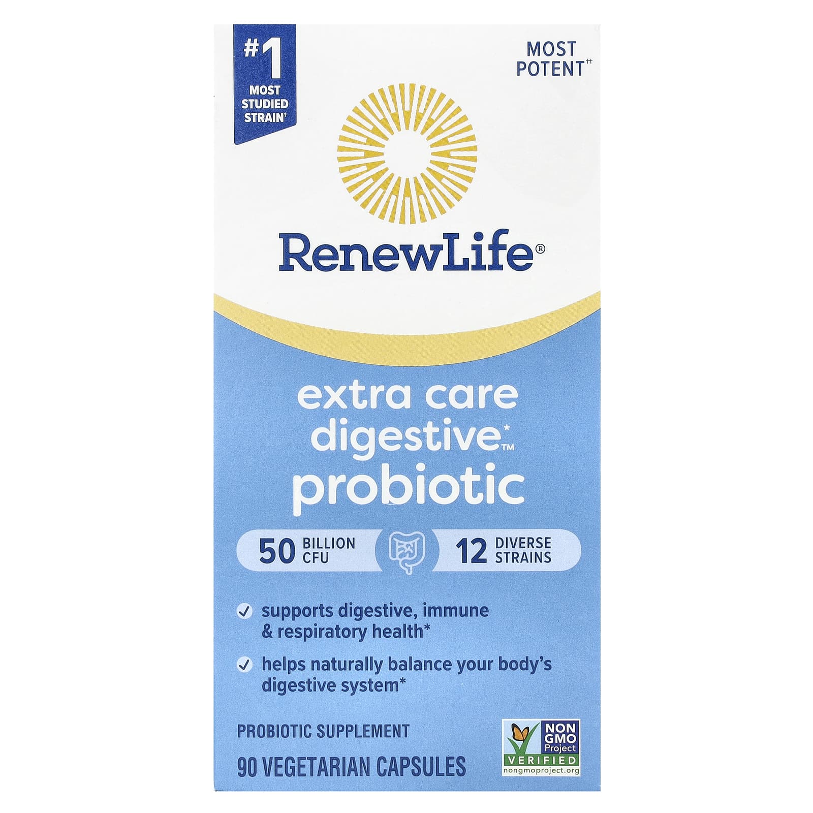 

Extra Care Digestive™ Probiotic, 5 Billion CFU, 90 Veggie Caps
