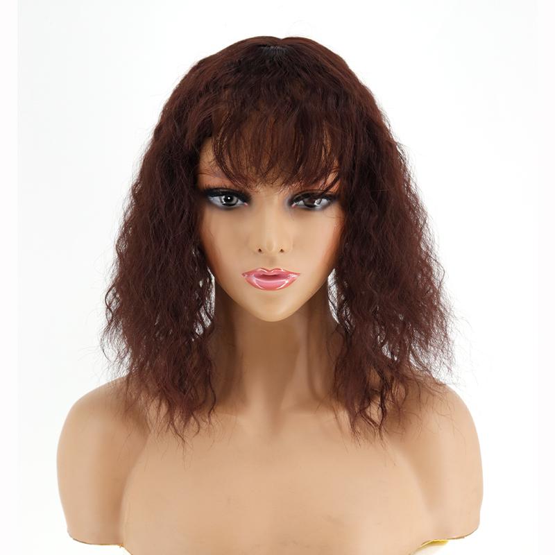 Damen Kurze Maisdauerwelle Perückenabdeckung Haarspangen am Haarentferner Kunstfaser-Haarverlängerungen Natürliche Haarersatzblöcke für den täglichen Gebrauch