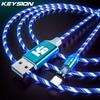 KEYSION Magnetic Cable Flowing Light LED Micro USB Cable Type-c Charging Magnet Charger Phone Cables