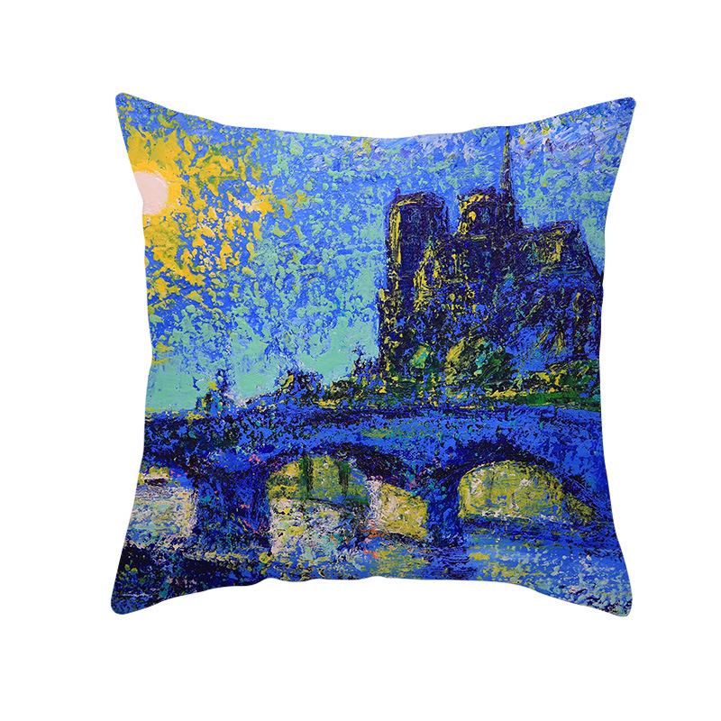Notre Dame Cathedral French Landscape Pillow Cover European Print Cushion Waist Pillow Cover