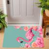 Pink Flamingo Floral Print Doormat Teal Background Anti-slip Entrance Front Door Floor Mat Home Decor Rug  Bedroom Decor