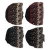 4 Pcs Women Muslim Inner Hijab Cap Black Wine Red Navy Blue Coffee Color Lace Cotton Embroidered Und