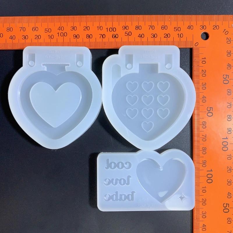 Foldable Phone Silicone Mold Epoxy Jewelry Mold for Resin Casting Keychain Photo Frame Home Decor Heart Pendant Mold