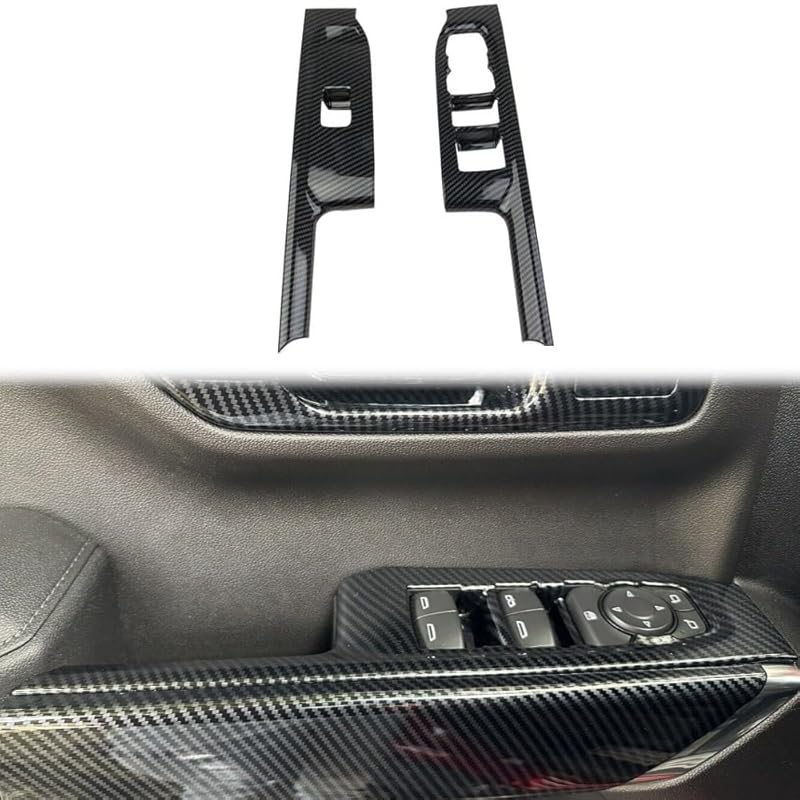 Carbon Fiber Window Lift Switch Panel Cover Trim for 2019-2025 Chevy Silverado 1500/GMC Sierra 1500 for 2020-2025 Sierra/Silverado 2500 3500 HD