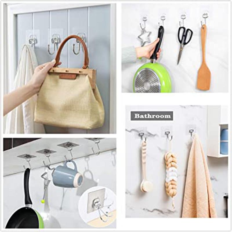 Large Sticky Hook Wall Hook Transparent Gold Seamless Stainless Steel Hook