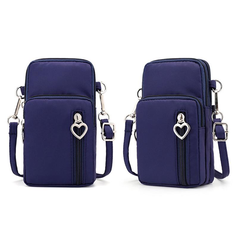 Casual Small Shoulder Bag Women Cell Phone Pocket Case Waterproof Nylon Sport Arm Package Mini Messenger Purse Crossbody Handbag