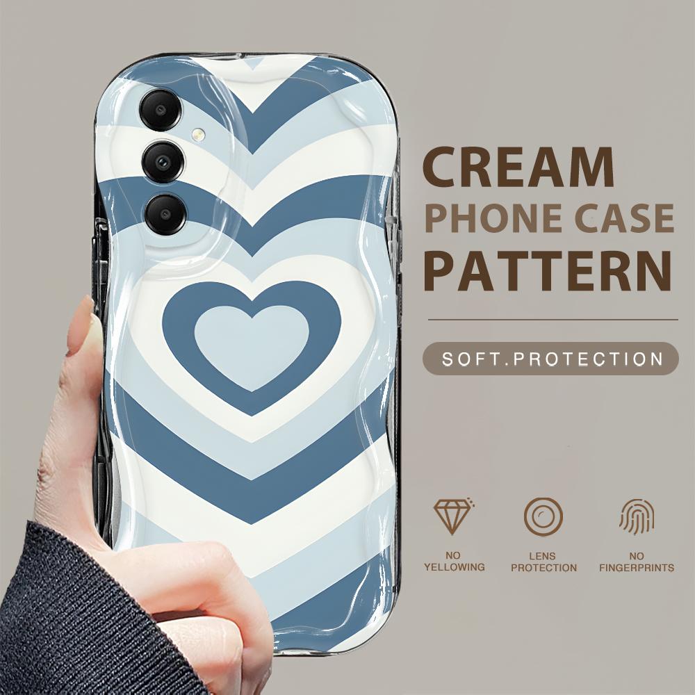 Cute Cartoon Pattern Cream Texture Casing Wavy Edge Soft Silicone Cover Phone Case for Samsung